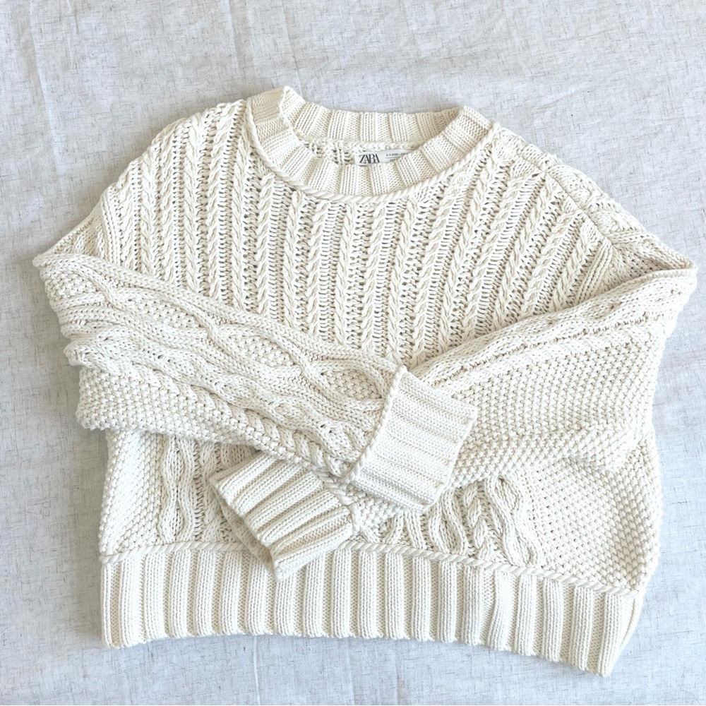 Zara Cream Cable Knit Sweater special edition